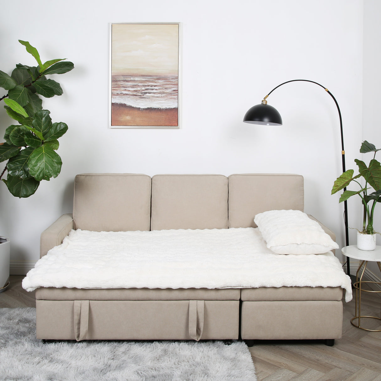 Selene - Corner Sofa Bed with Storage - 3 Seater - Pull-out System