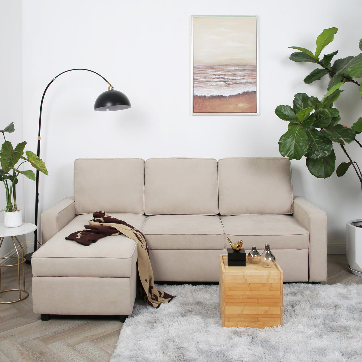 Selene - Corner Sofa Bed with Storage - 3 Seater - Pull-out System