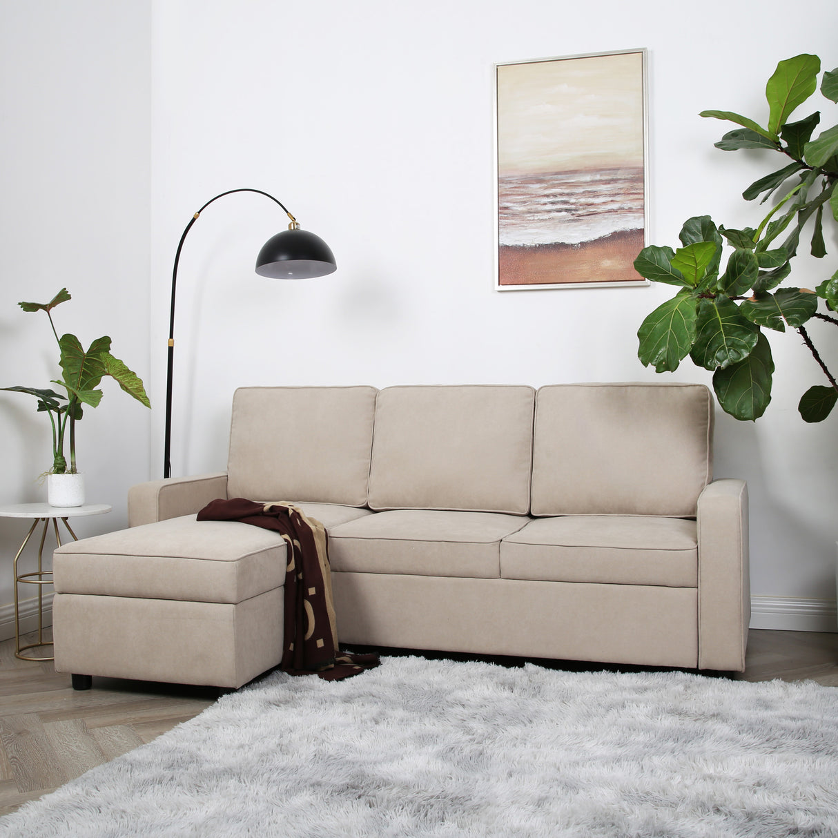 Selene - Corner Sofa Bed with Storage - 3 Seater - Pull-out System
