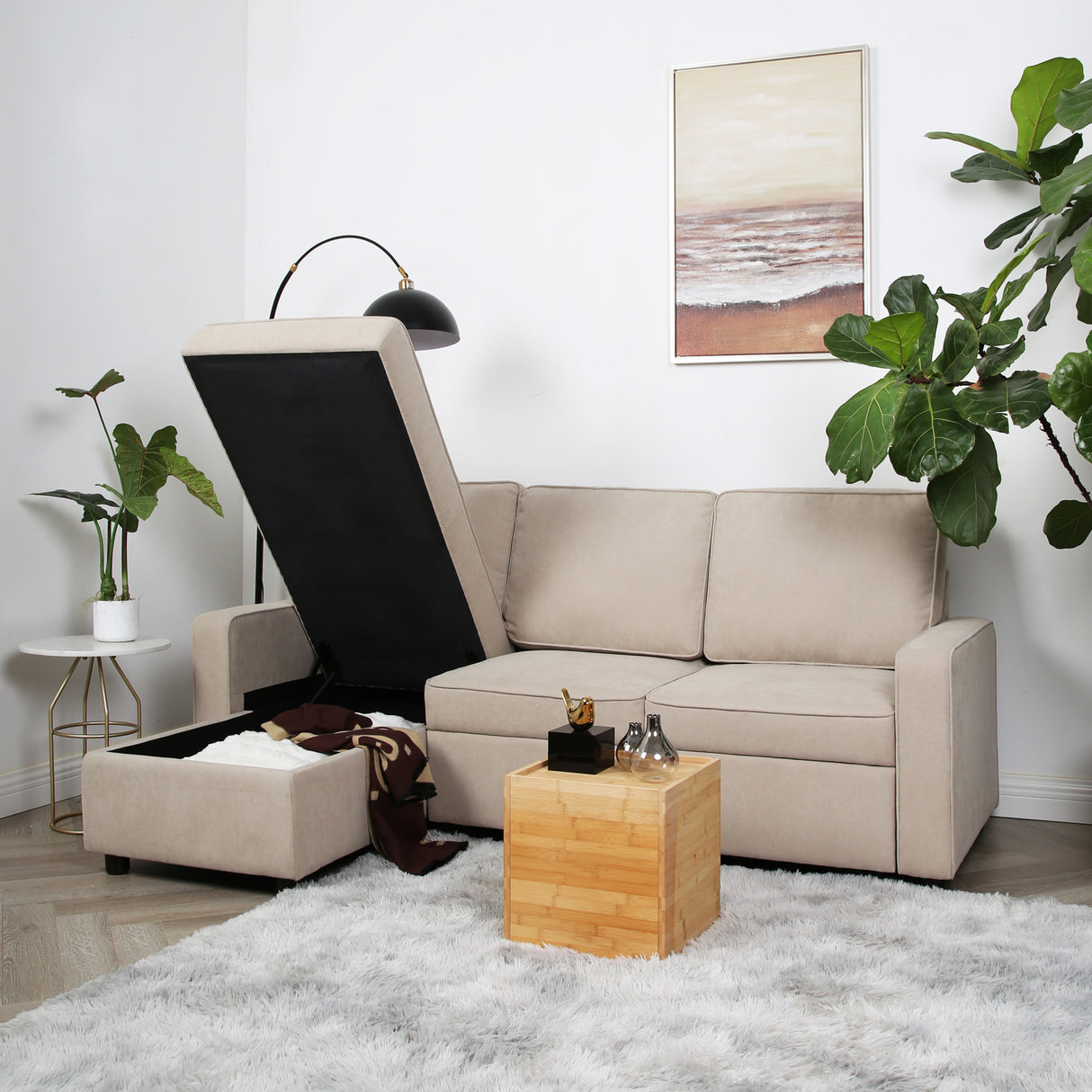 Selene - Corner Sofa Bed with Storage - 3 Seater - Pull-out System