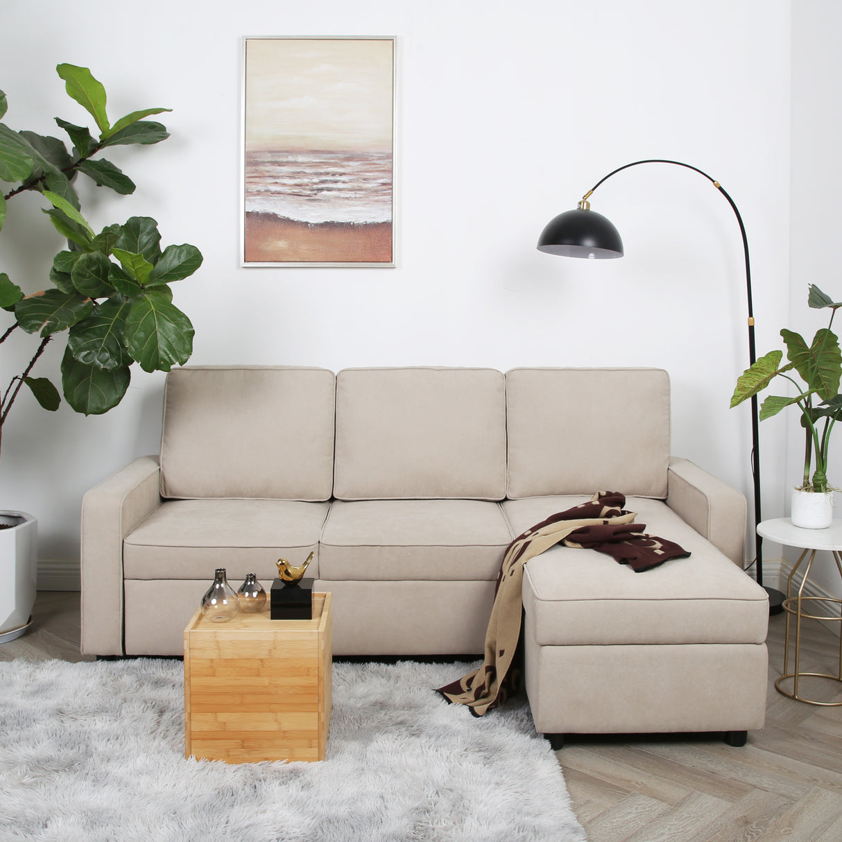 Selene - Corner Sofa Bed with Storage - 3 Seater - Pull-out System
