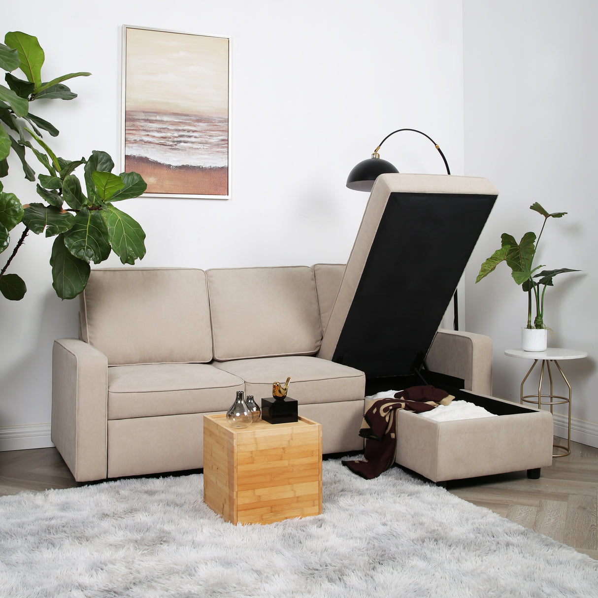 Selene - Corner Sofa Bed with Storage - 3 Seater - Pull-out System