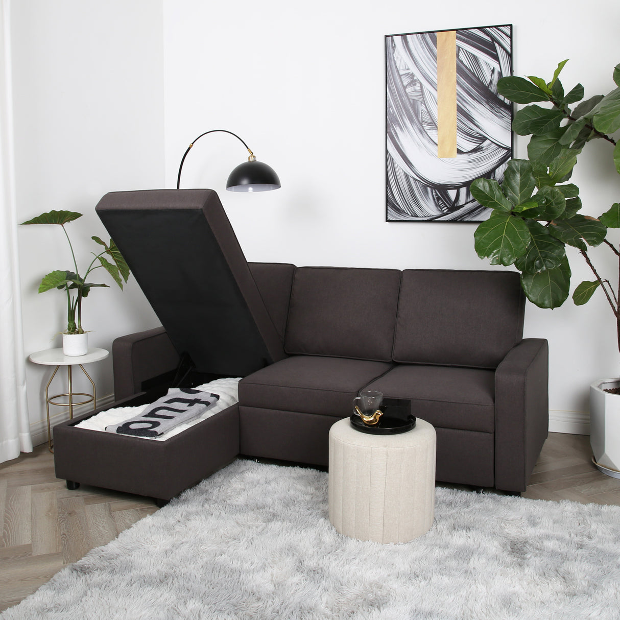 Selene - Corner Sofa Bed with Storage - 3 Seater - Pull-out System