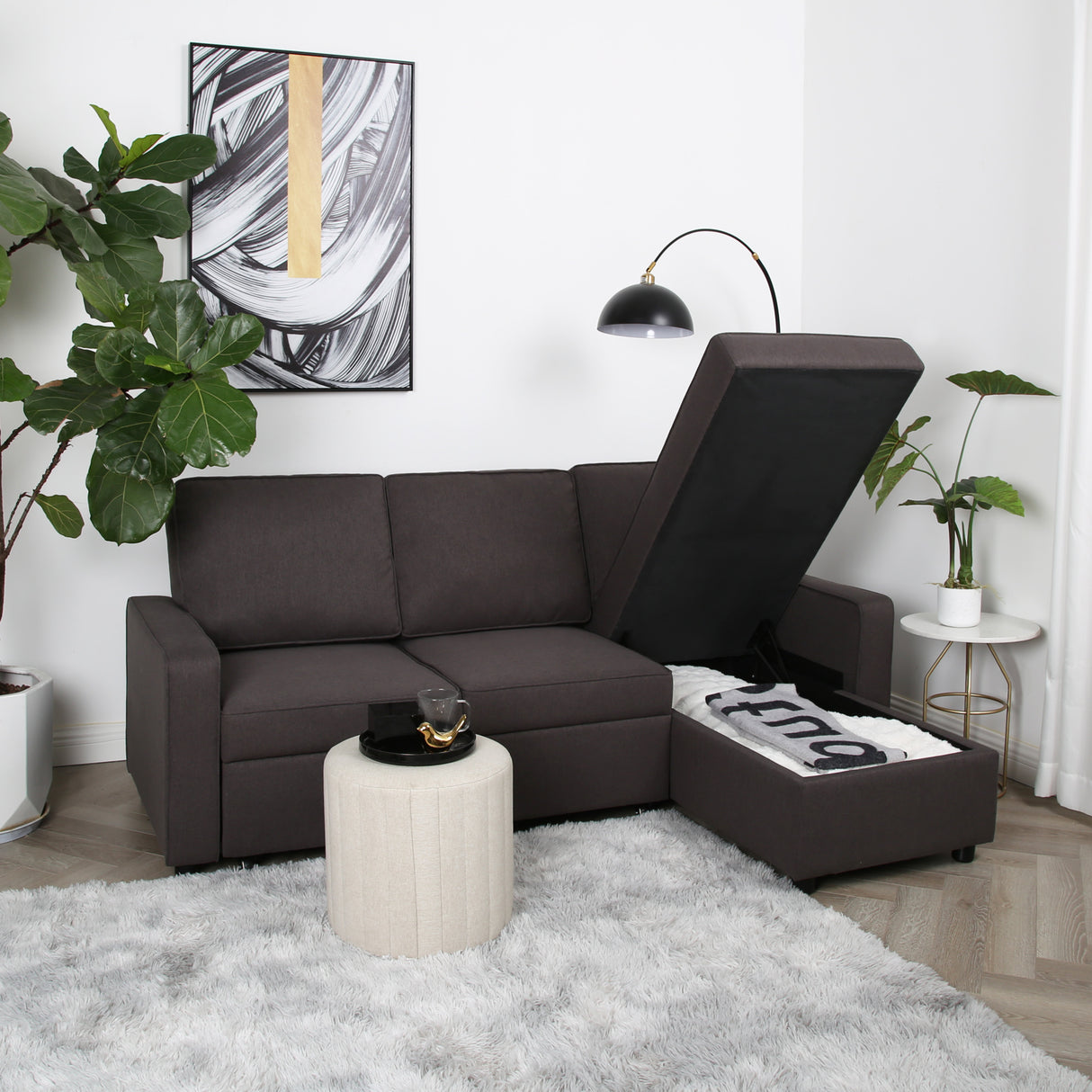 Selene - Corner Sofa Bed with Storage - 3 Seater - Pull-out System