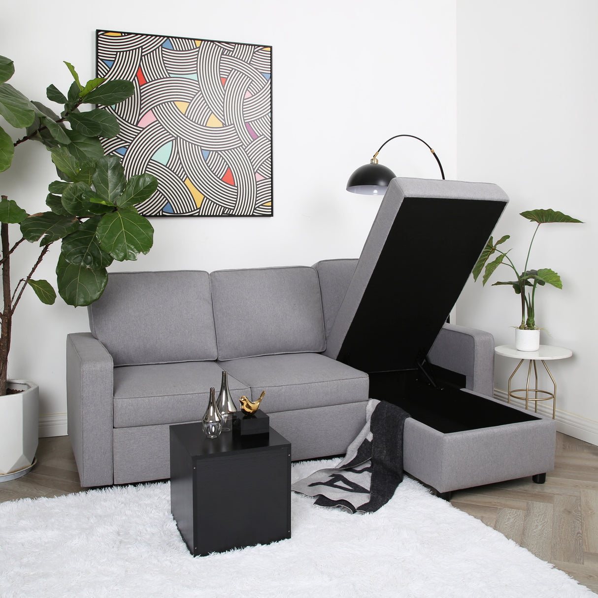 Selene - Corner Sofa Bed with Storage - 3 Seater - Pull-out System