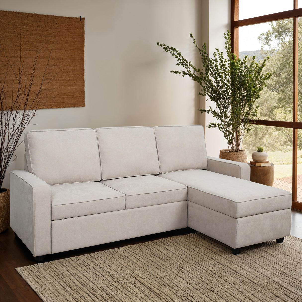 Selene - Corner Sofa Bed with Storage - 3 Seater - Pull-out System