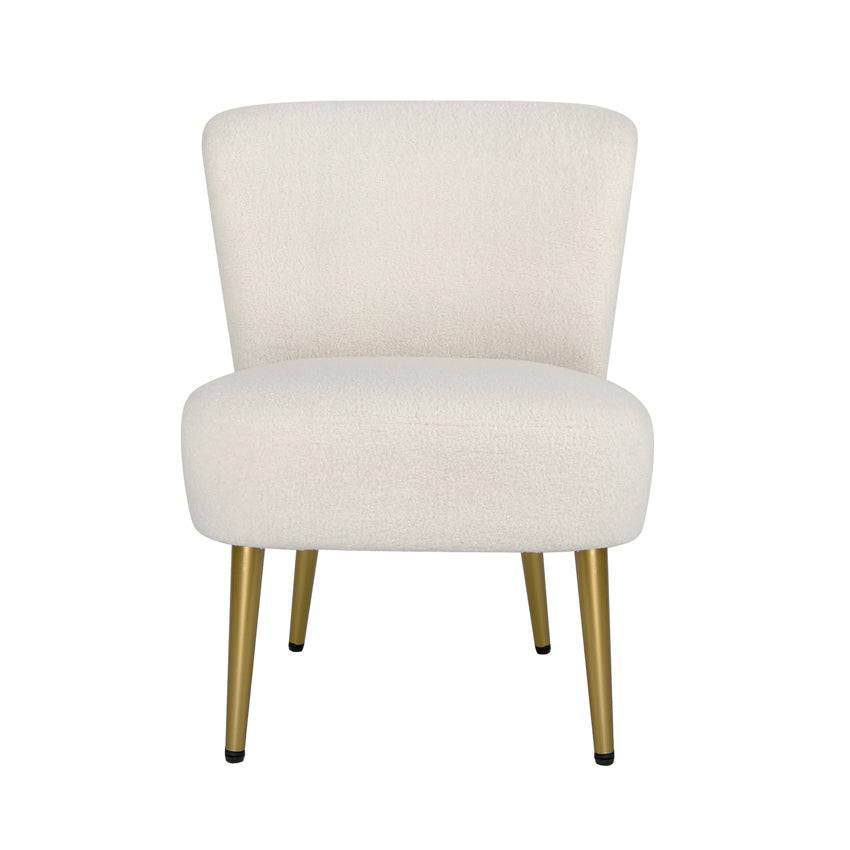 Shaun - Boucle Armchair with Golden Legs - Cream