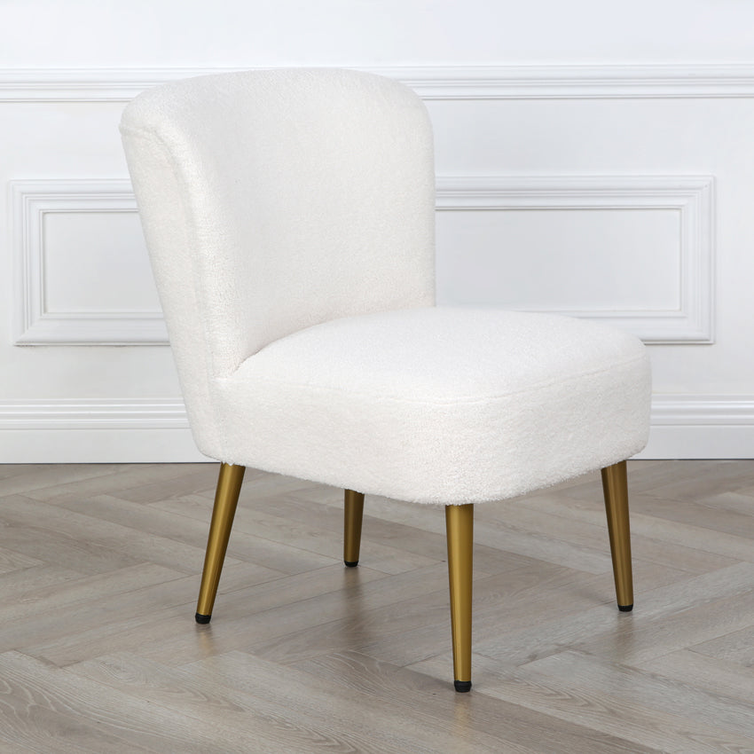 Shaun - Boucle Armchair with Golden Legs - Cream