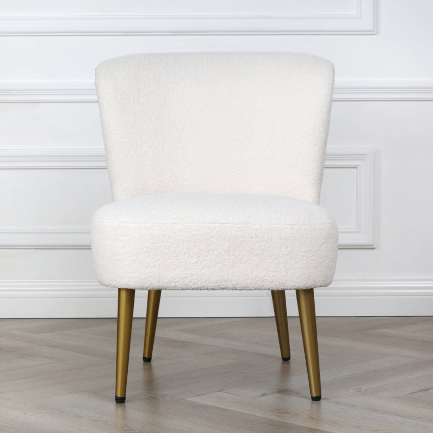 Shaun - Boucle Armchair with Golden Legs - Cream
