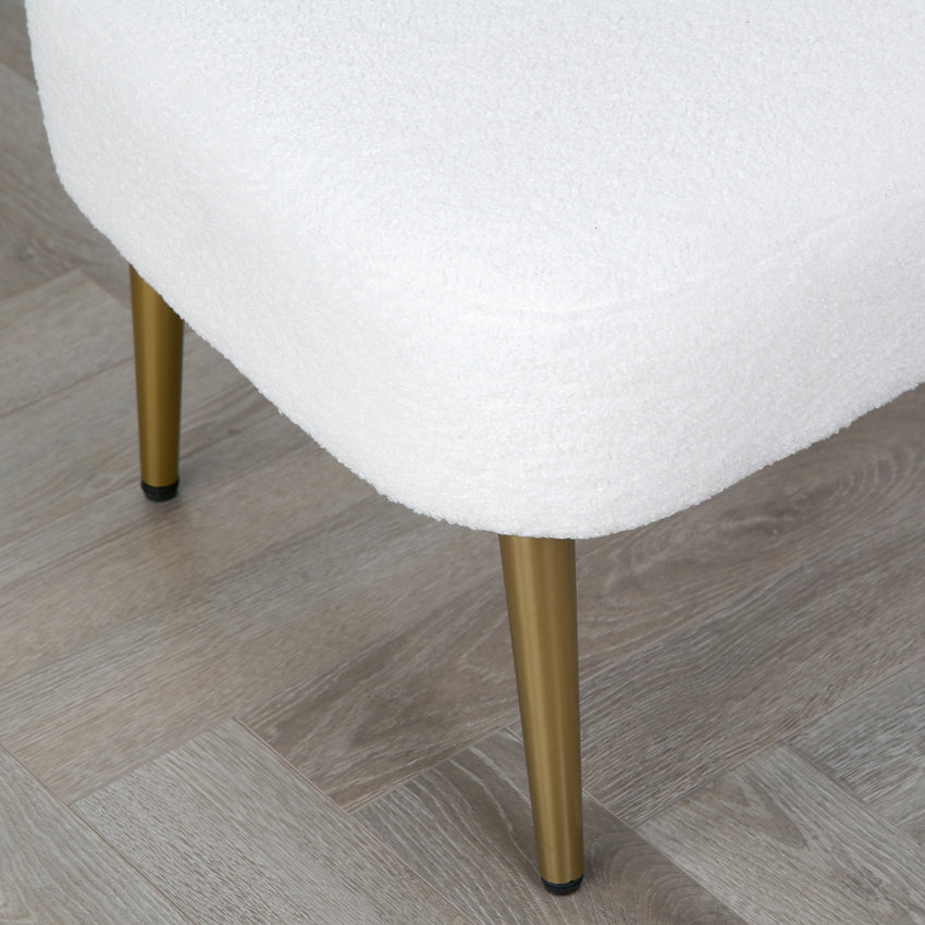Shaun - Boucle Armchair with Golden Legs - Cream