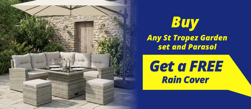 St. Tropez - Garden Corner Sofa with Rising Table - Grey Rattan - 6 Seats