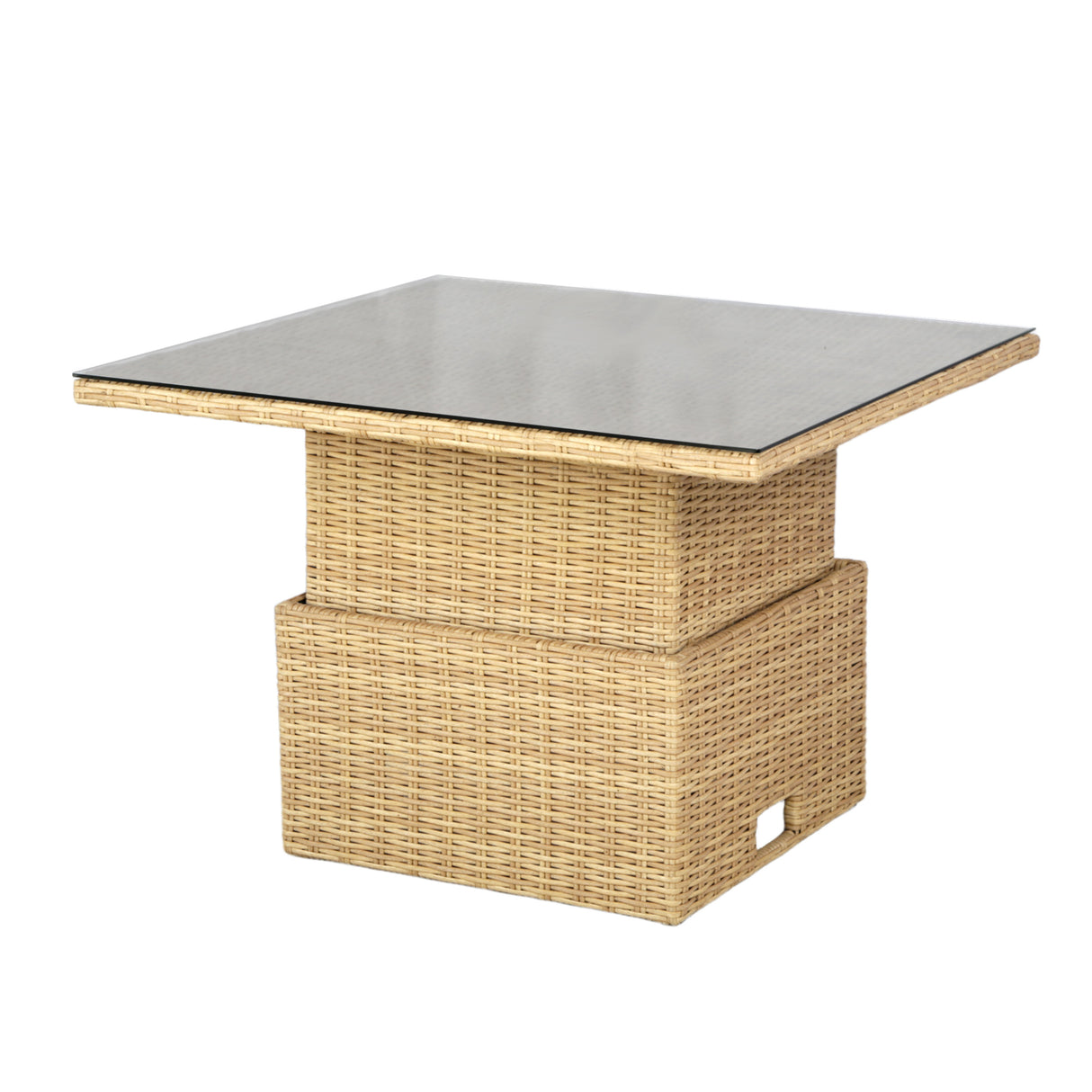 St. Tropez - Garden Corner Sofa with Rising Table - Brown/Natural - 6 Seats