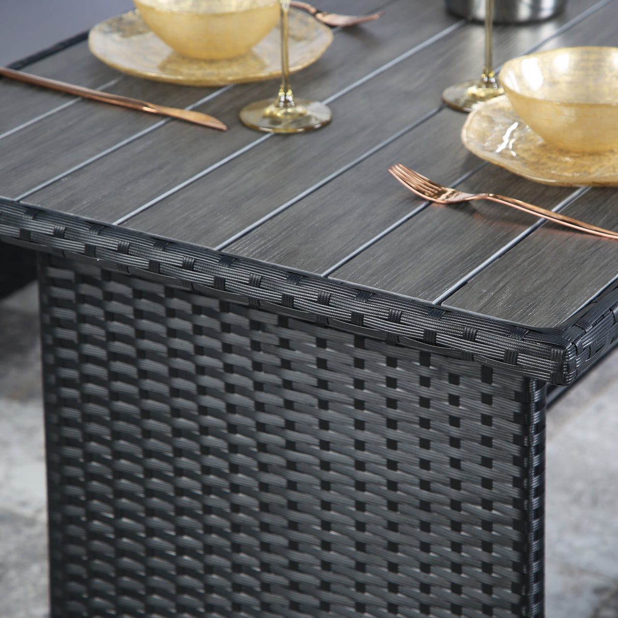 Thalia Rattan 8-Seater Corner Dining Sofa with Plywood or Glass Table