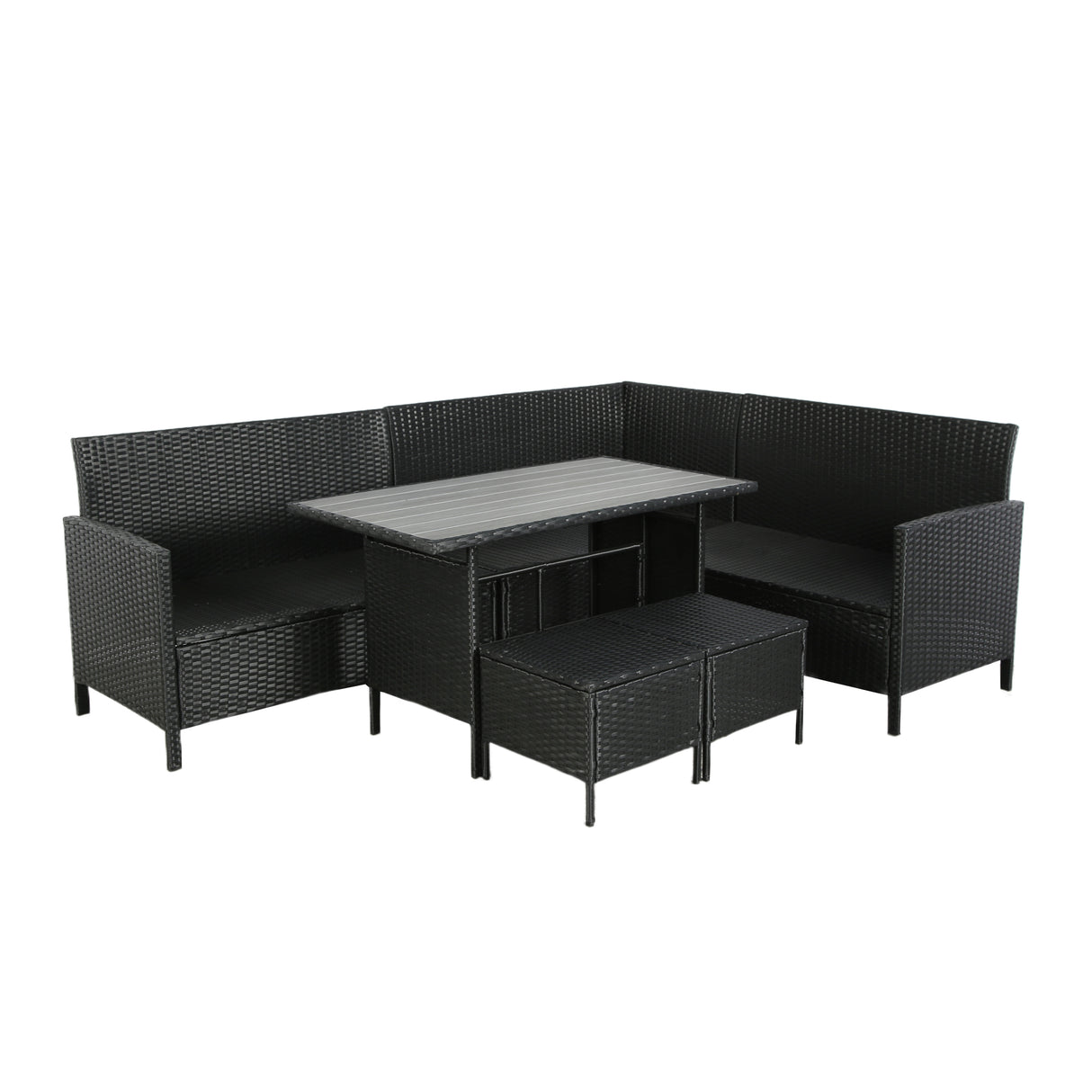 Thalia Rattan 8-Seater Corner Dining Sofa with Plywood or Glass Table