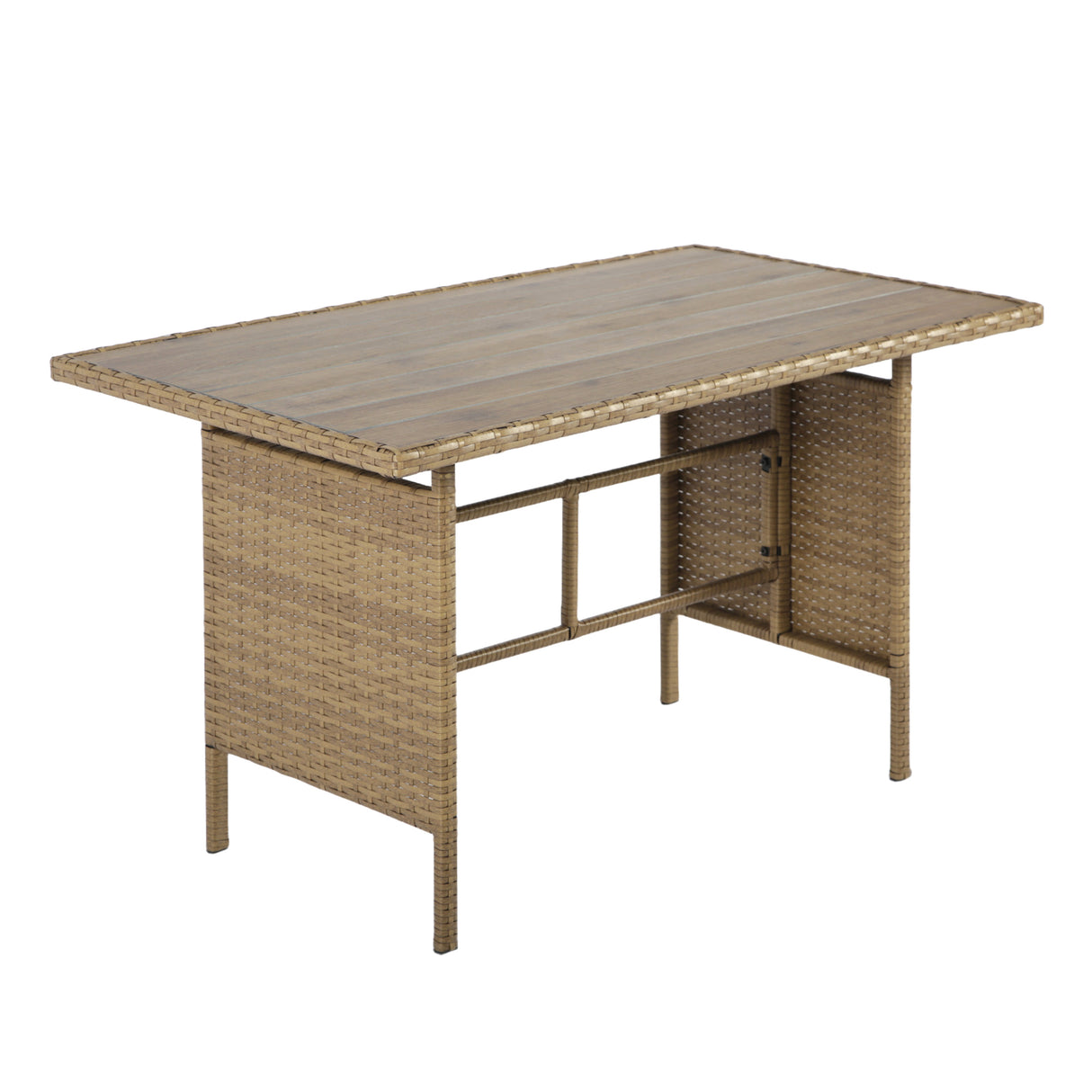 Brown rattan table with polywood top
