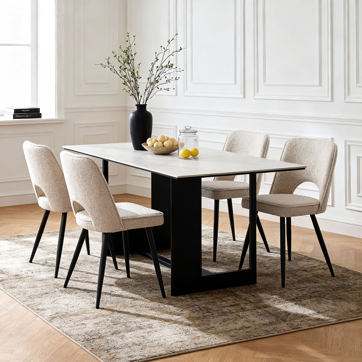 Thetis - x2 Boucle Dining Chairs - Teddy Fabric