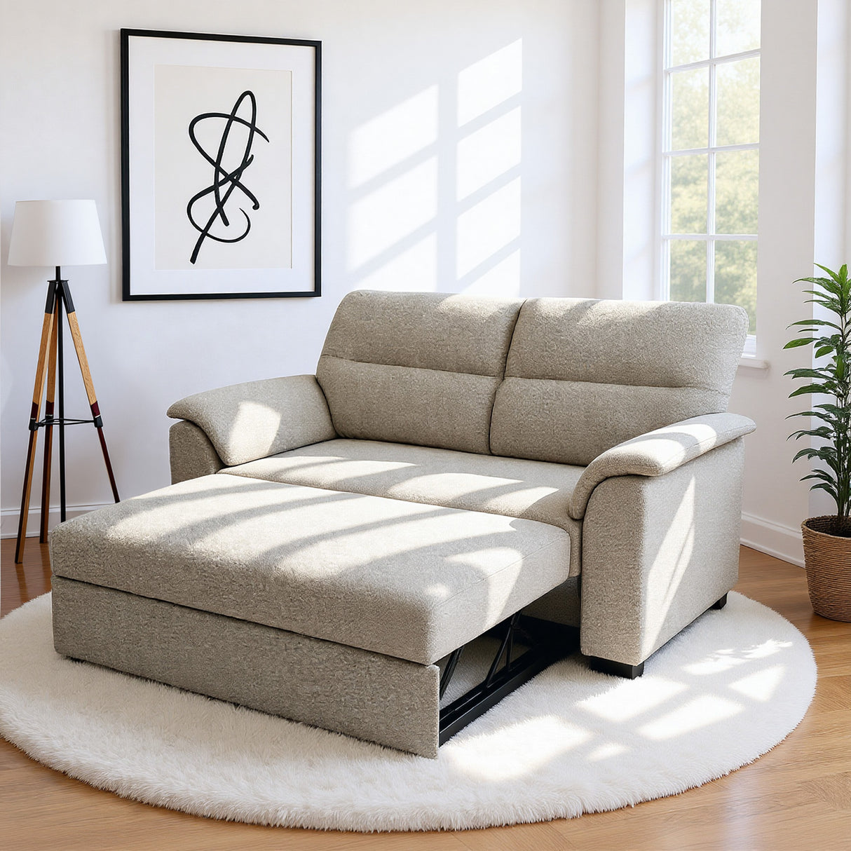 Tivoli - 2 Seater Pull-out Sofa Bed in Luxury Boucle Woven Fabric