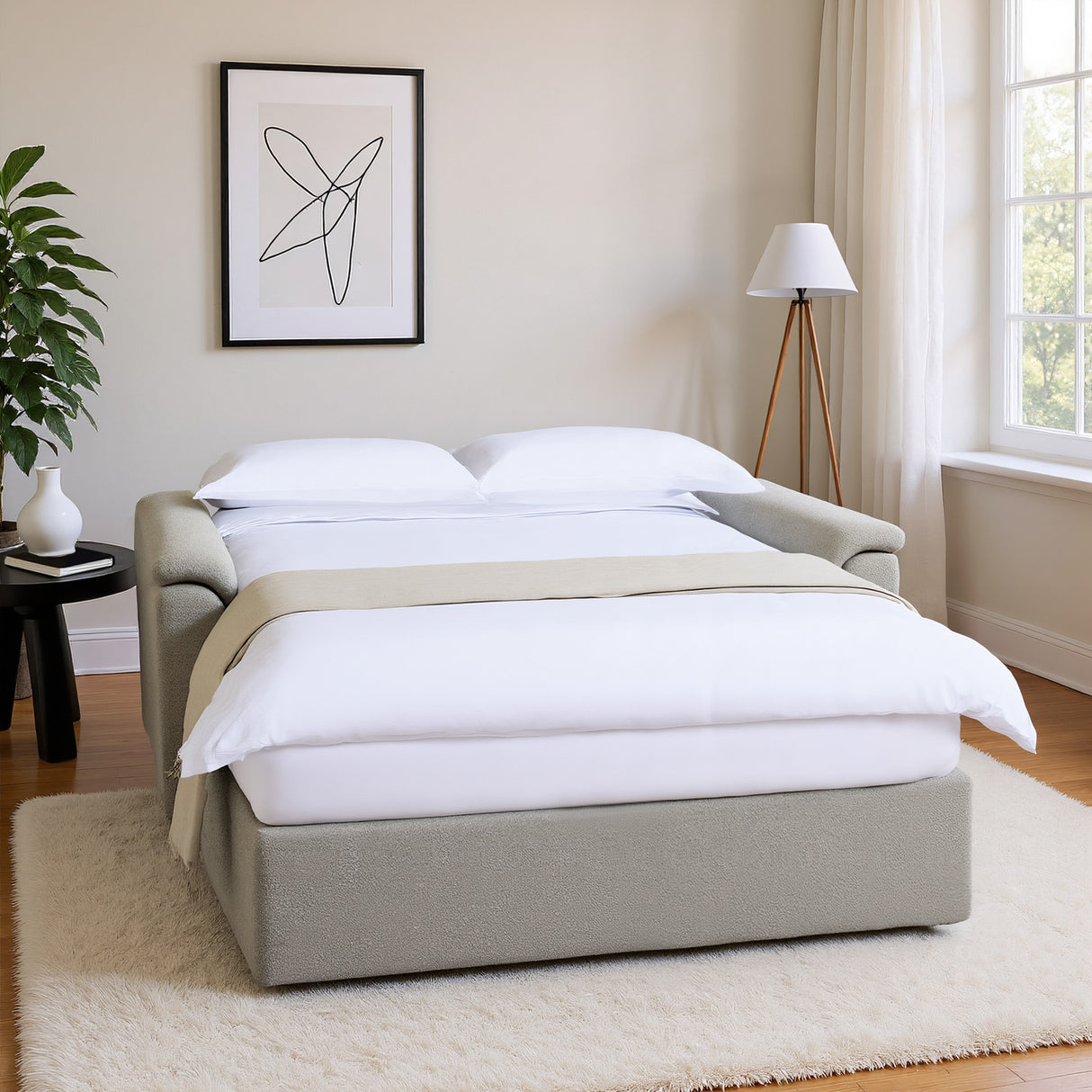 Tivoli - 2 Seater Pull-out Sofa Bed in Luxury Boucle Woven Fabric