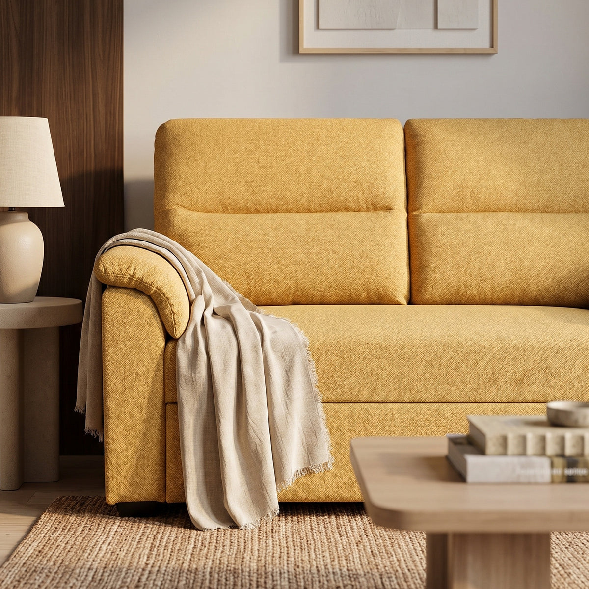 Tivoli 2 Seater Pull Out Sofa Bed Mustard Yellow