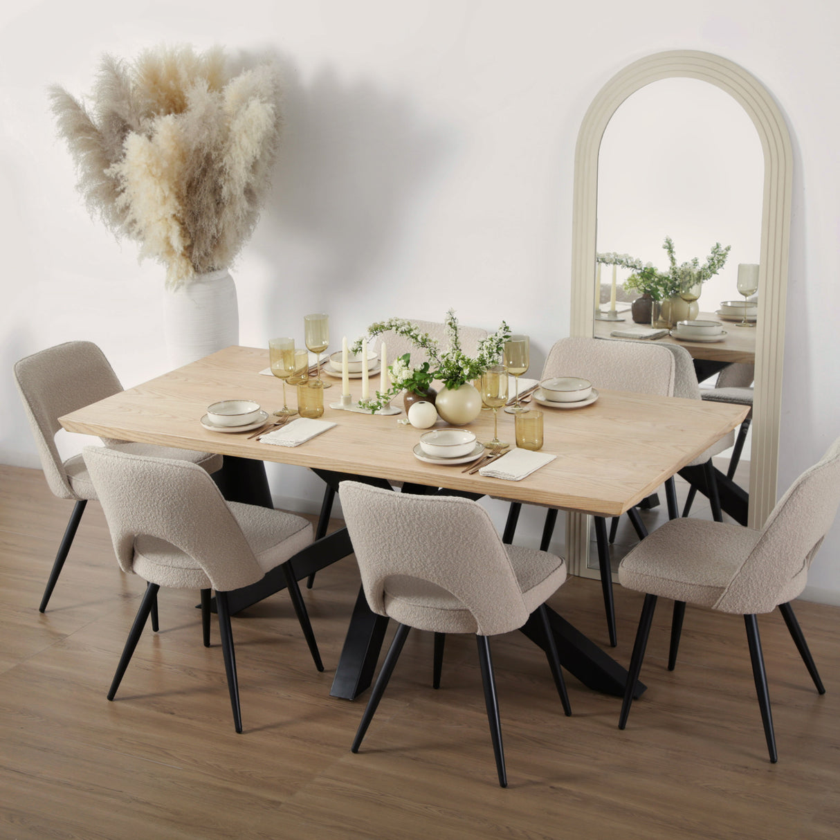 Triton - Oak Effect Rectangular Dining Table – 6 Seater (180 × 95 cm)