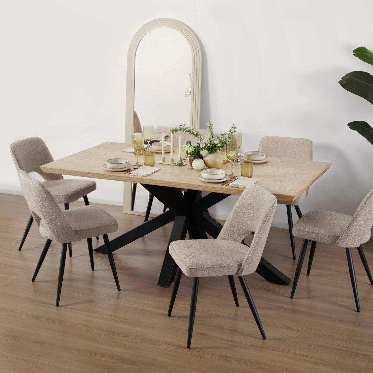 Triton - Oak Effect Rectangular Dining Table – 6 Seater (180 × 95 cm)
