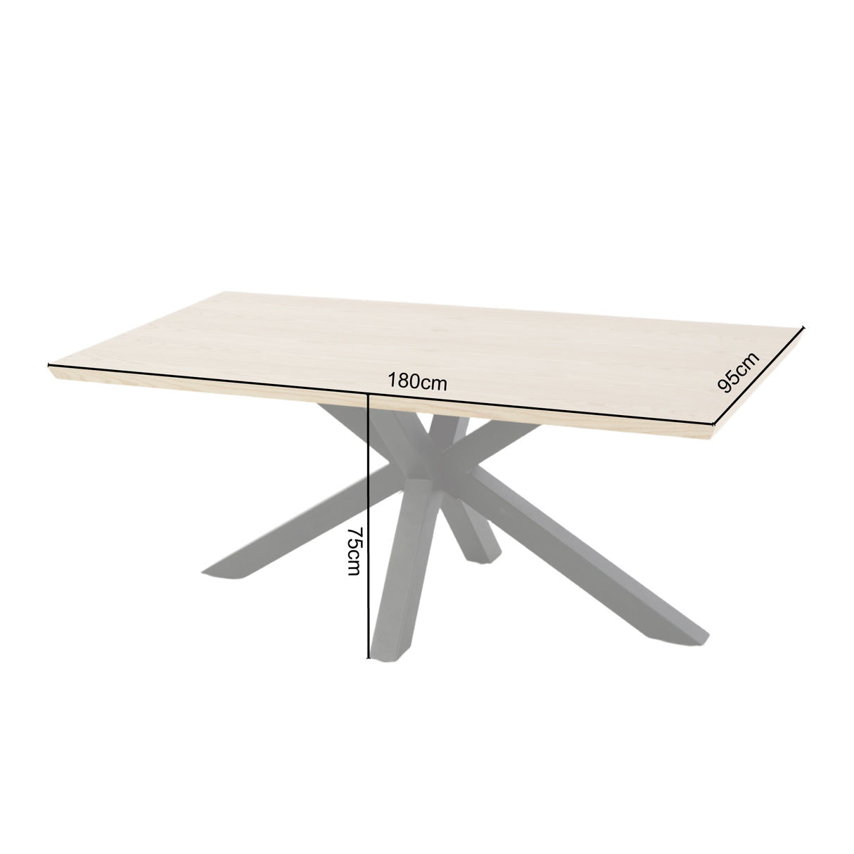 Triton - Oak Effect Rectangular Dining Table – 6 Seater (180 × 95 cm)