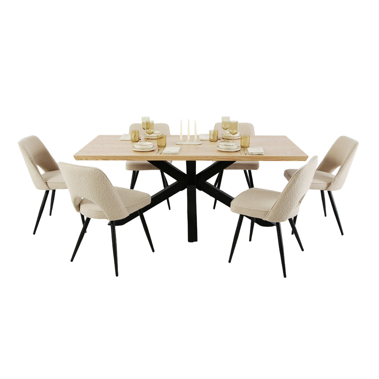 Triton - Oak Effect Rectangular Dining Table – 6 Seater (180 × 95 cm)