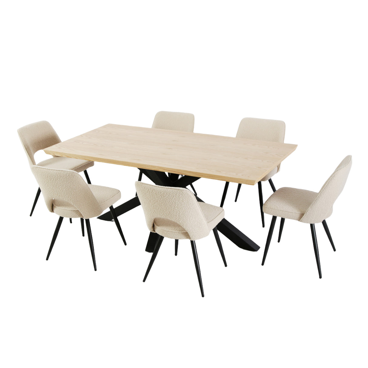 Triton - Oak Effect Rectangular Dining Table – 6 Seater (180 × 95 cm)