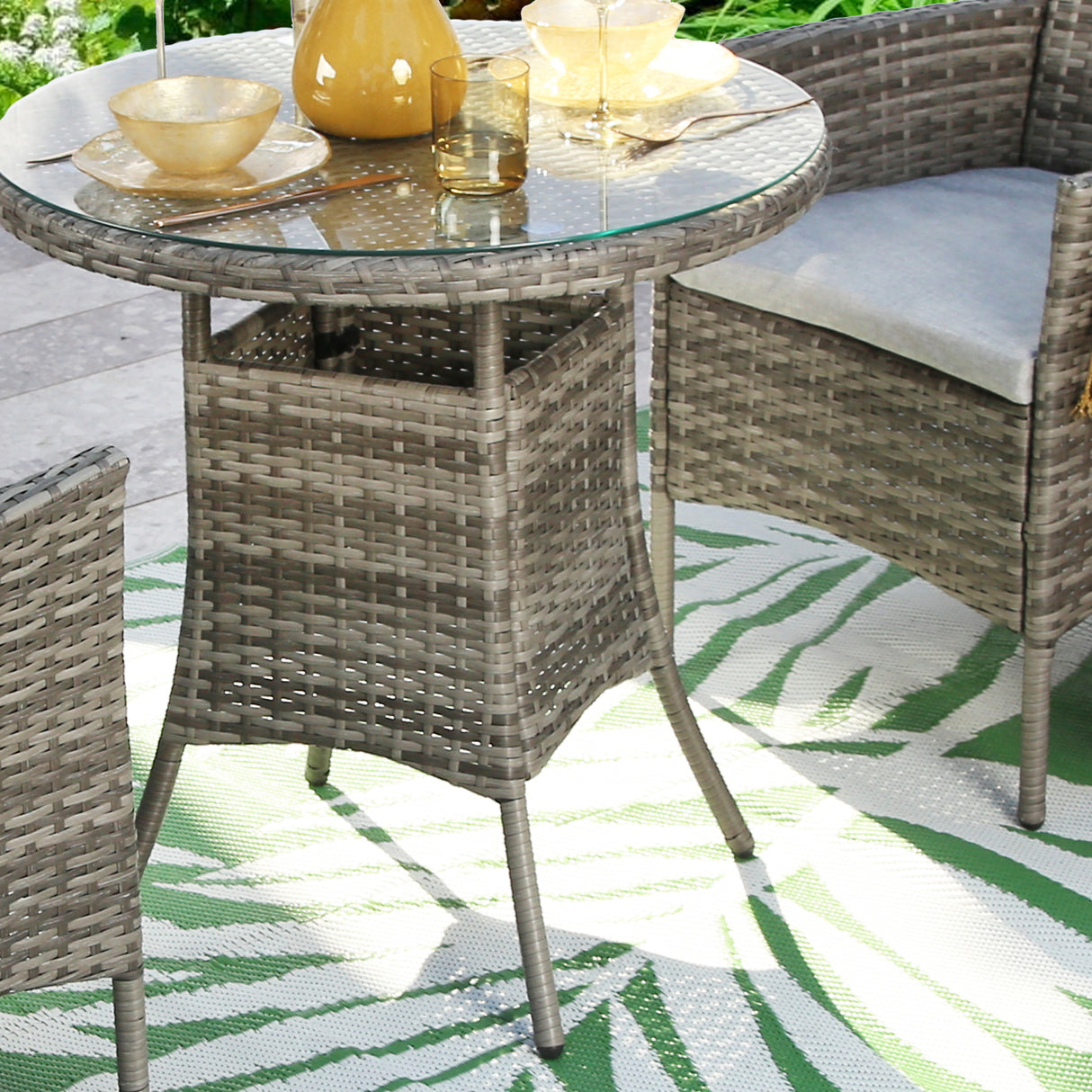 Judas 2-Seater Garden Bistro Set for Patio in Rattan