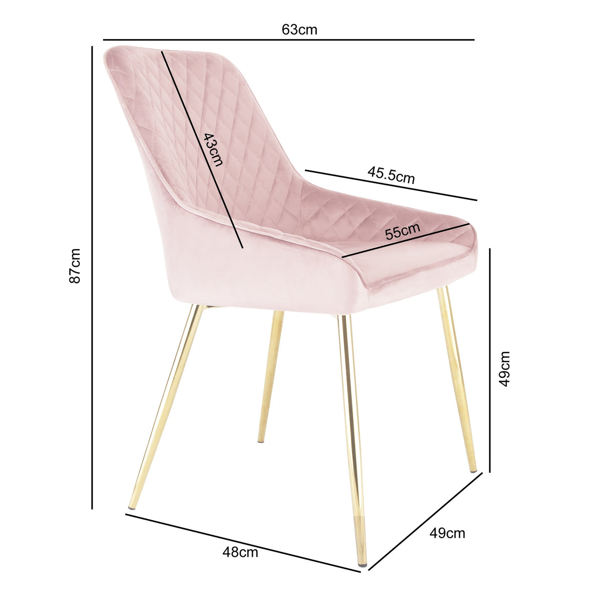 Hamilton - Dining Chair in Velvet - (Grey, Pink, Green)