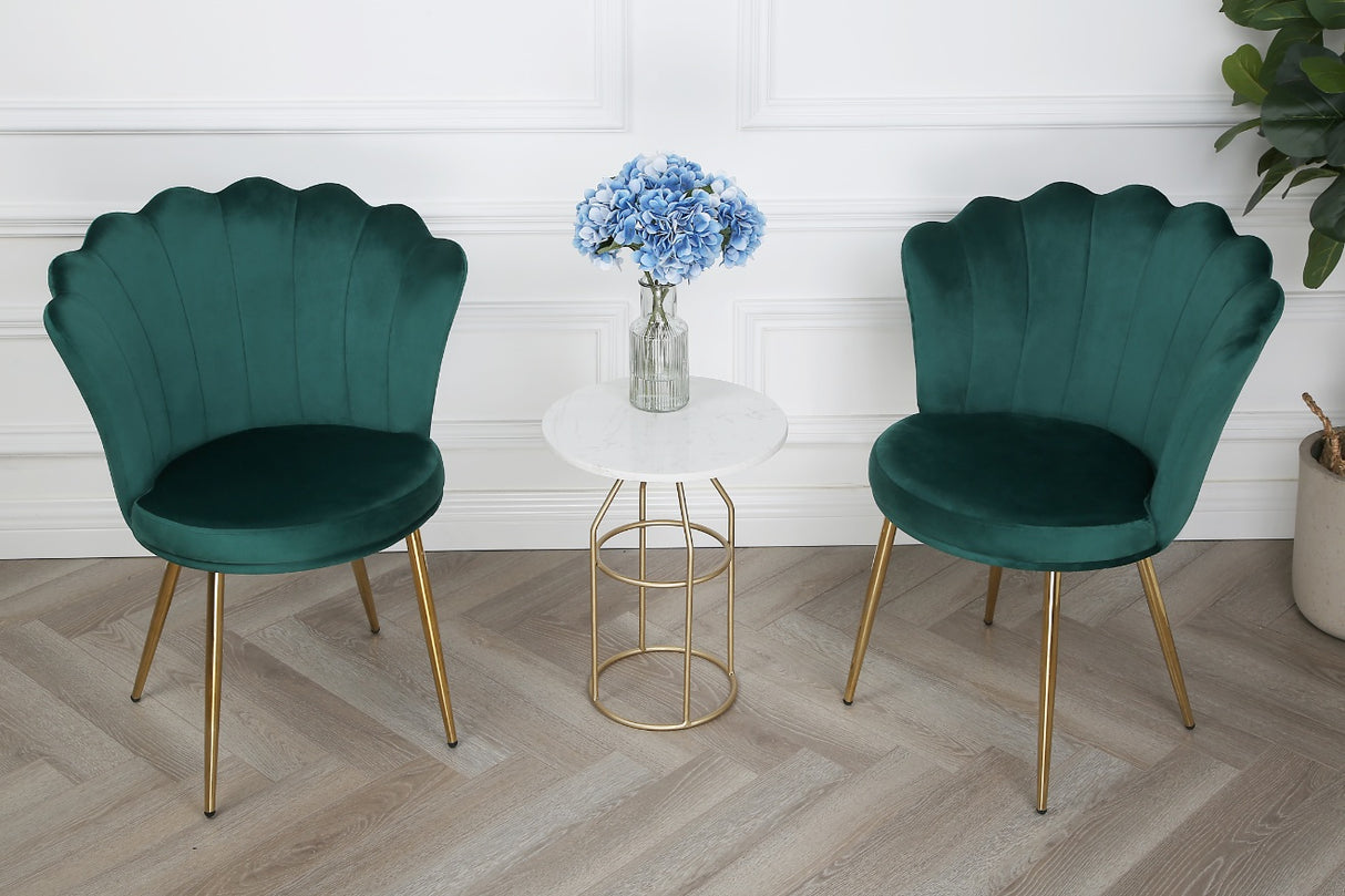 Mini Flora Velvet - Dining Chairs - Set of 2 - Floral-Designed Backrest