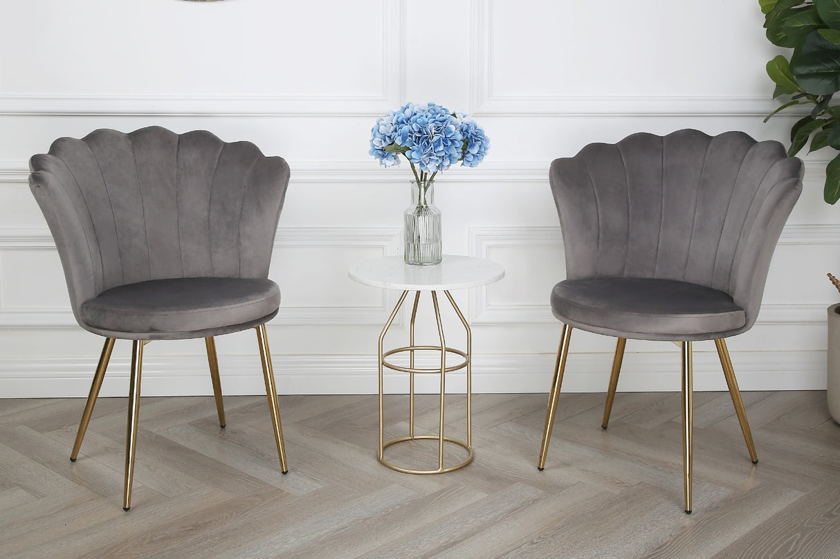 Mini Flora Velvet - Dining Chairs - Set of 2 - Floral-Designed Backrest