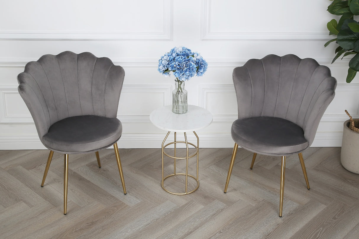 Mini Flora Velvet - Dining Chairs - Set of 2 - Floral-Designed Backrest