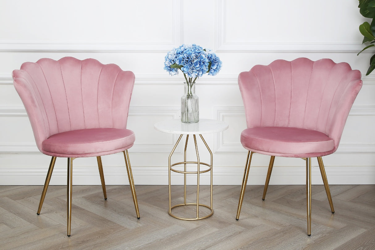 Mini Flora Velvet - Dining Chairs - Set of 2 - Floral-Designed Backrest