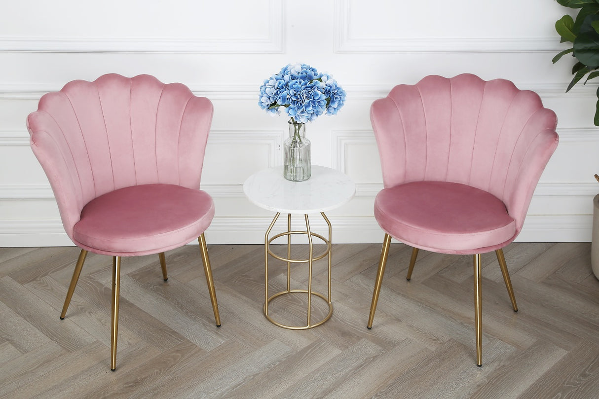 Mini Flora Velvet - Dining Chairs - Set of 2 - Floral-Designed Backrest