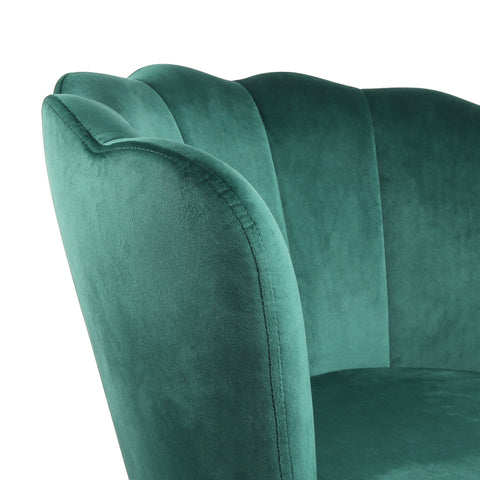 Flora - Velvet Accent Chair with Scalloped-back Design