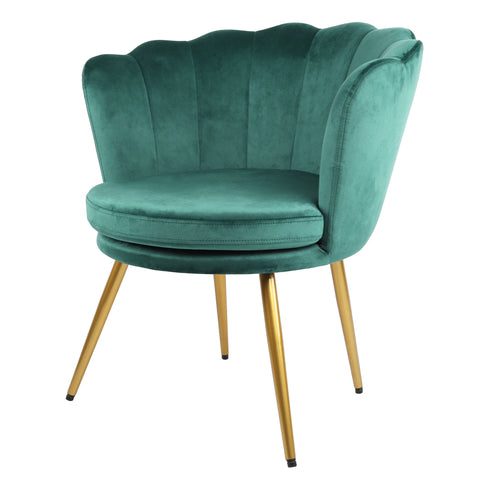 Flora - Velvet Accent Chair with Scalloped-back Design