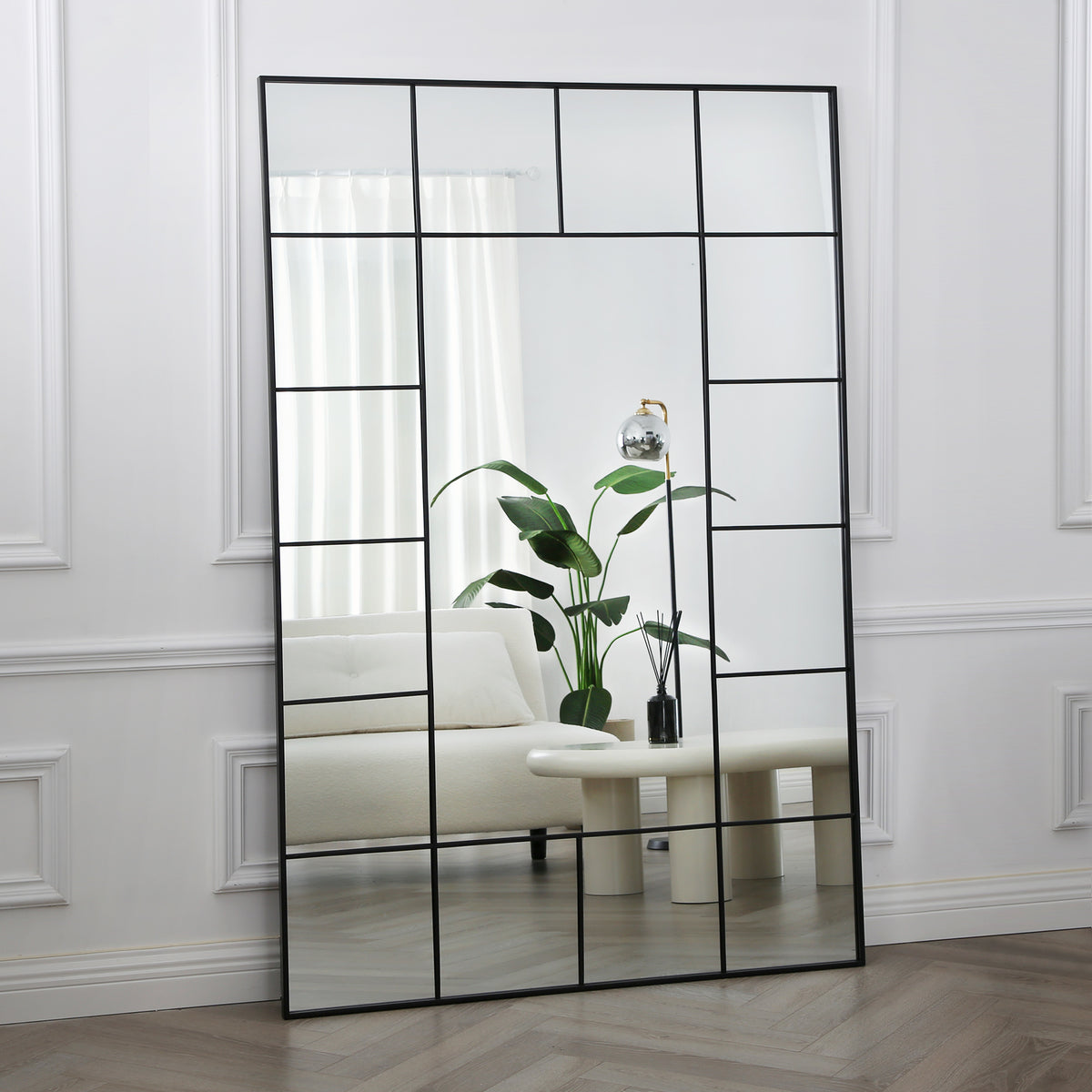 Aion Full Length Window Mirror Black Frame - 179x119 – Home Garden Direct