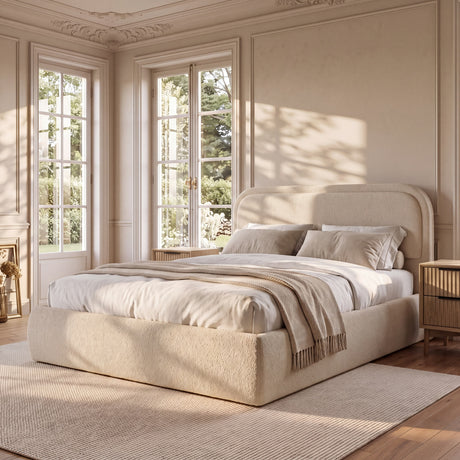 Alastor Upholstered King Size Bed with Piped Headboard