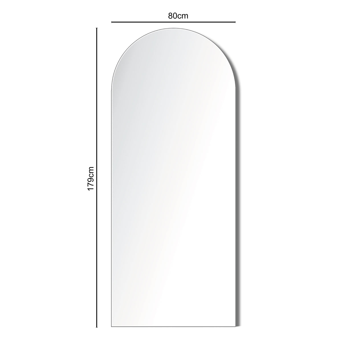 Albano – Large Frameless Arched Full Length Mirror – 179x80cm