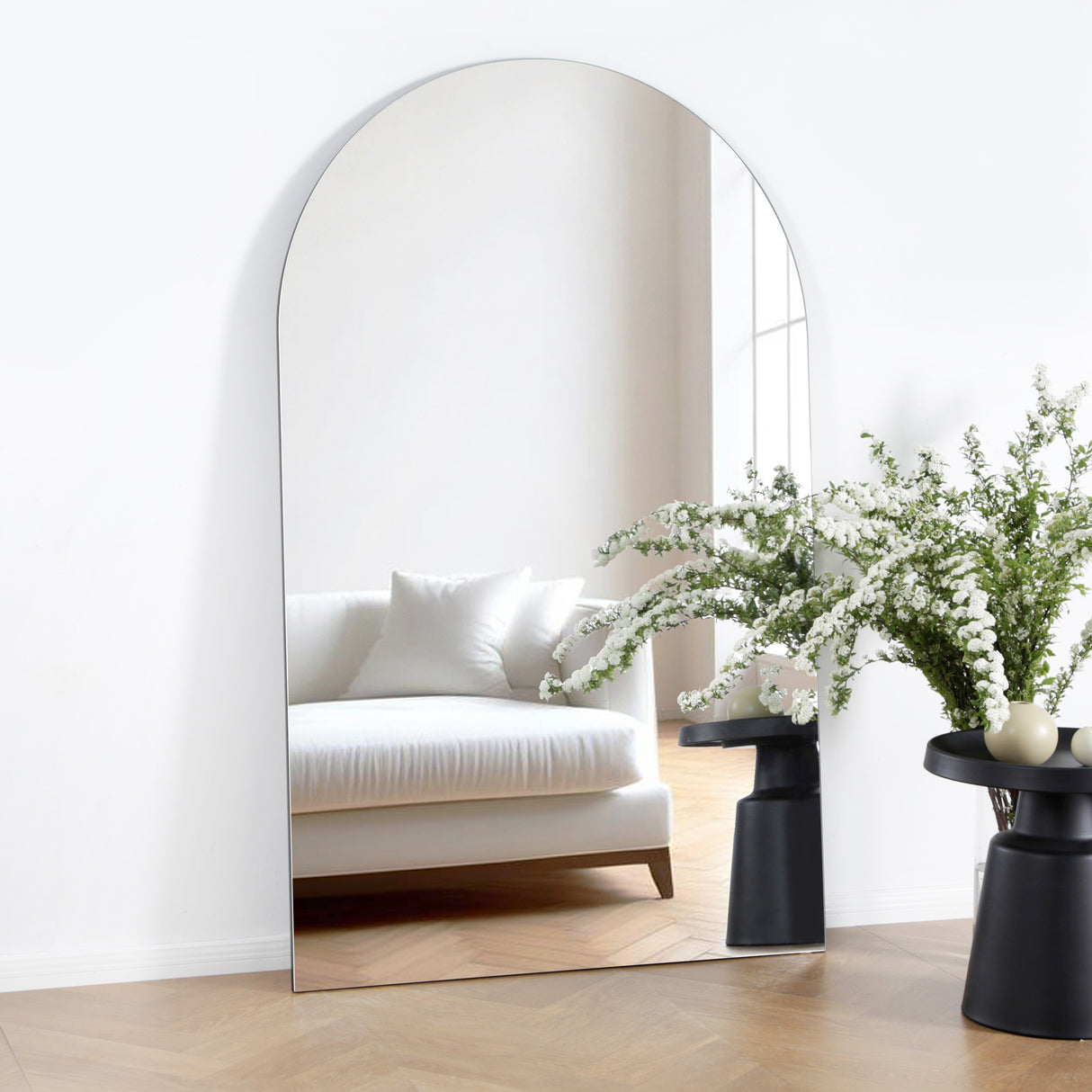 Albano Extra Large Frameless Arched Full Length Mirror – 179x110cm
