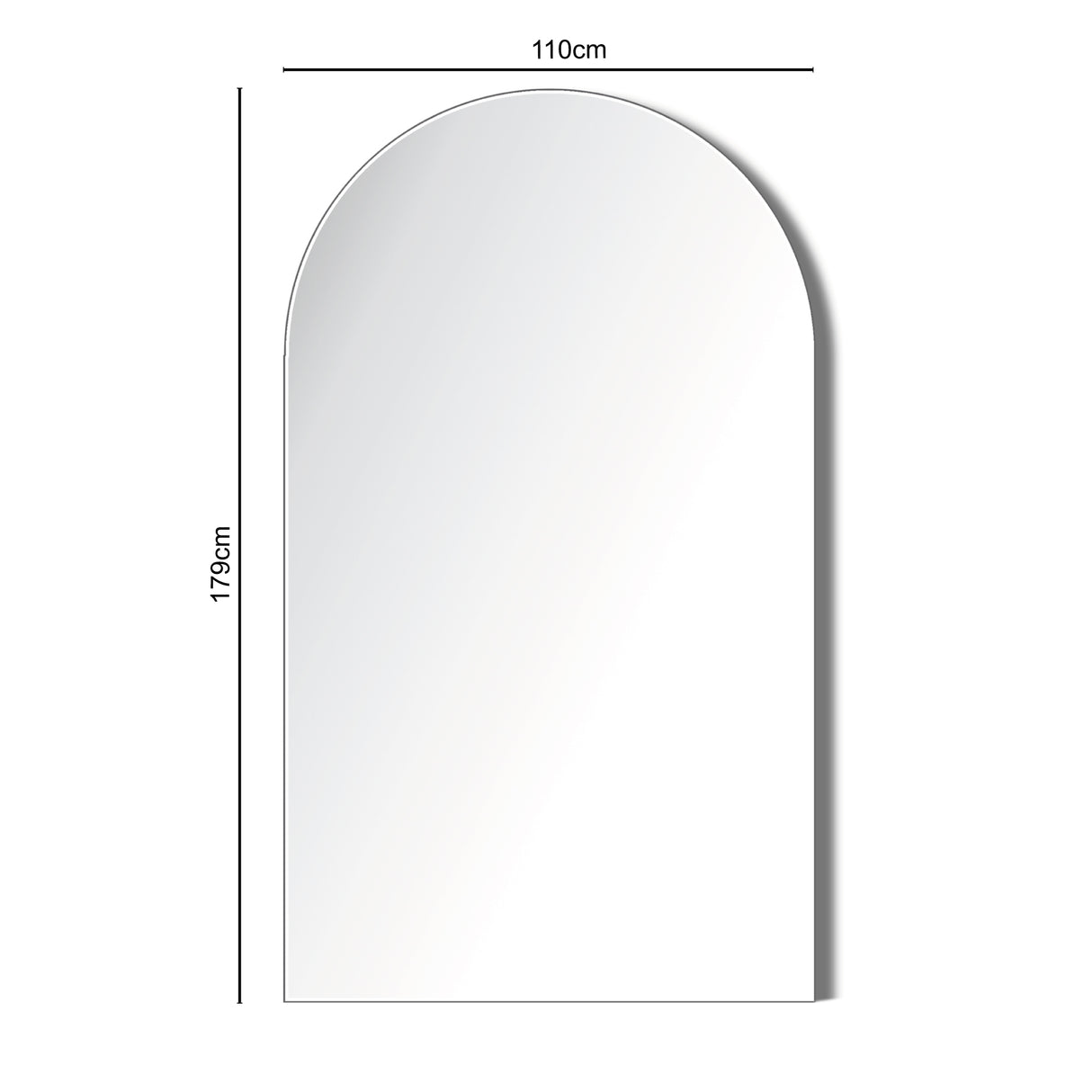 Albano Extra Large Frameless Arched Full Length Mirror – 179x110cm