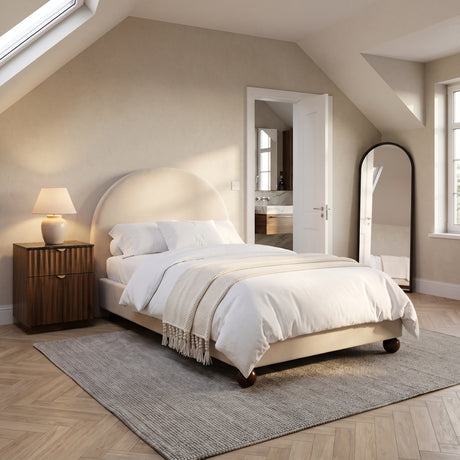 Alexander Half Moon Upholstered Single Bed Frame