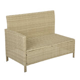 Alia Rattan Garden Corner 6 Seater Outdoor Sofa Dining Set with Glass Table - Natural Brown