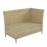 Alia Rattan Garden Corner 6 Seater Outdoor Sofa Dining Set with Glass Table - Natural Brown