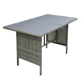 Alia Rattan Garden Corner 6 Seater Outdoor Sofa Dining Set with Glass Table - Natural Brown