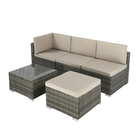 Pelops - Rattan Corner Sofa with Coffee Table - 4 Seater