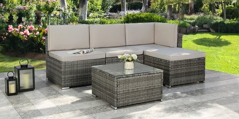 Pelops - Rattan Corner Sofa with Coffee Table - 4 Seater