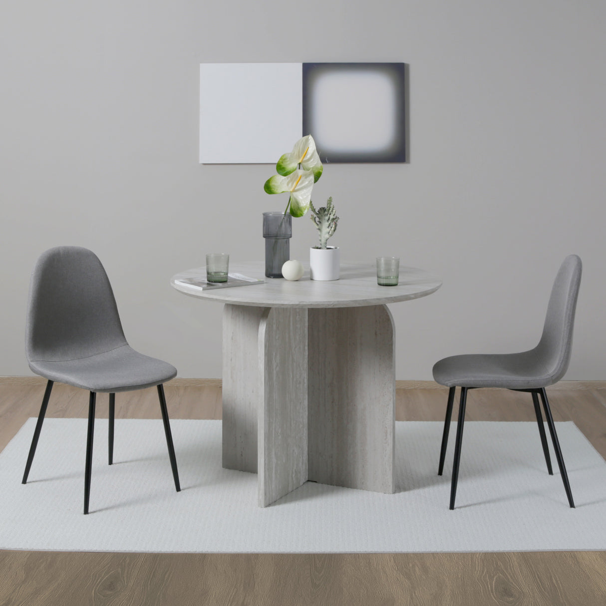 ASTERIA Dining Chairs Set of 2 – Upholstered Linen Fabric – Multiple Colours – Modern Dining Room Chairs