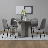 NYX Dining Set – Round Table in Stone Effect and x4 Linen Chairs